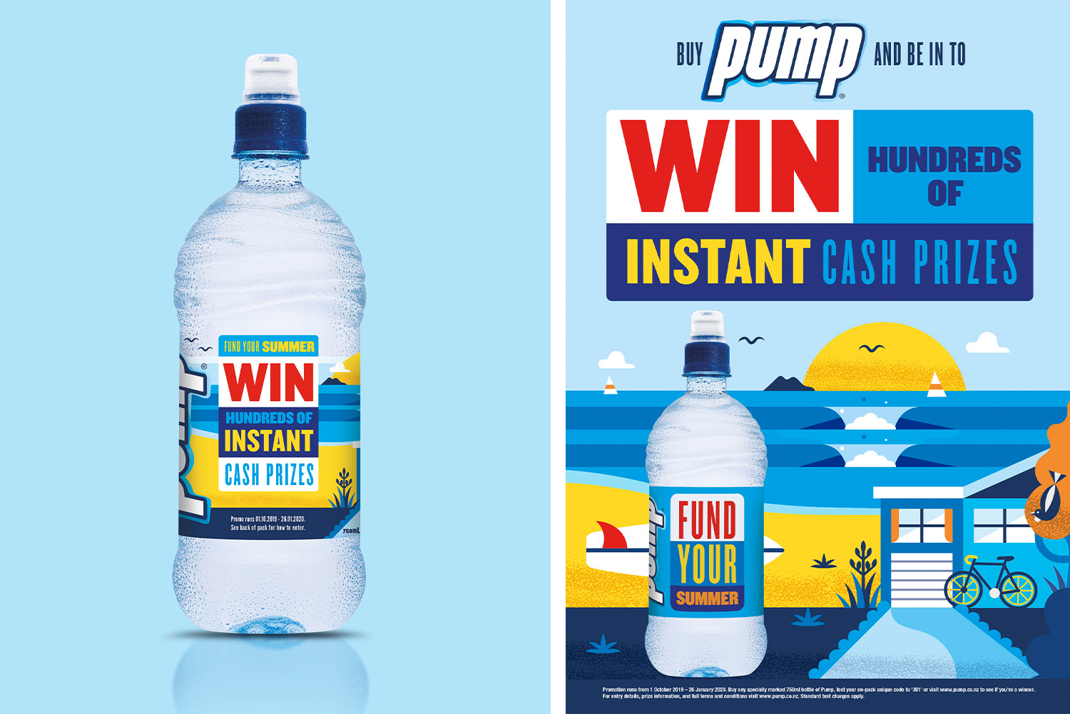 Pump Summer on pack promo bottle and poster